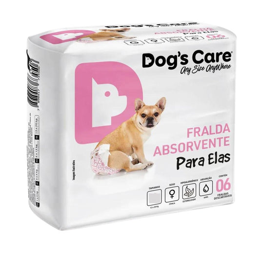 Fralda Higiênica Descartável Fêmea Pacote com 6 Unidades Dog’s Care