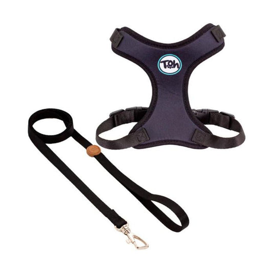 Conjunto Peitoral Harness Neocomfy e Guia para Gatos Black Toh