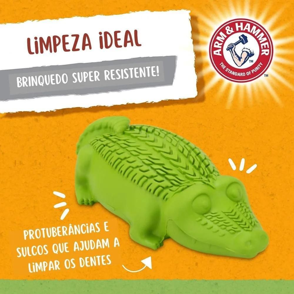 Brinquedo Mordedor Super Treadz Jacaré Grande para Cachorros Dental Toy Arm & Hammer