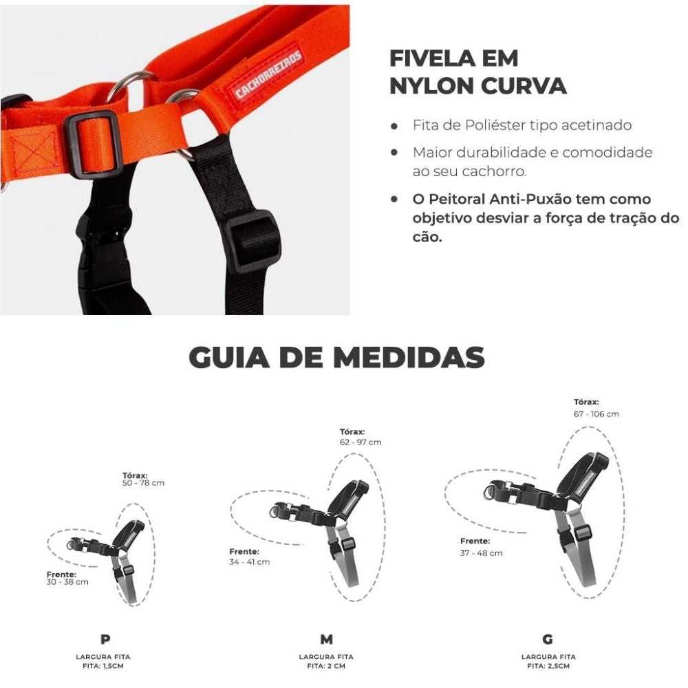 Peitoral Anti Puxão e Guia para Cachorro 1,2 Metros Red Tamanho G