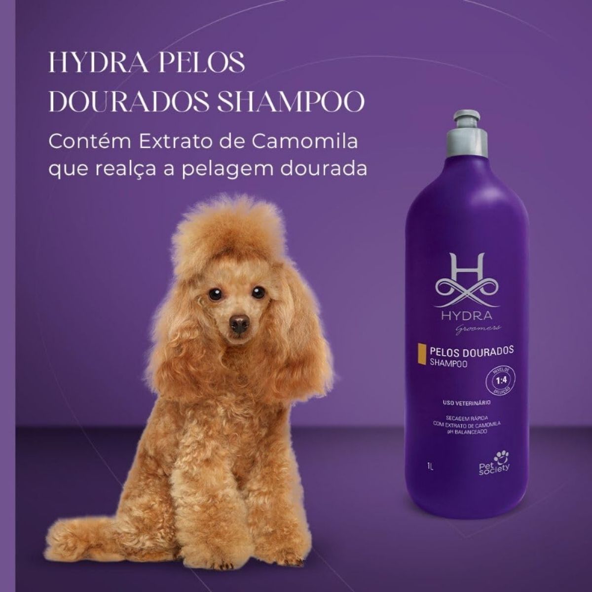 Shampoo Hydra Groomers Pelos Dourados Pet Society - 1L (Diluição 1:4)