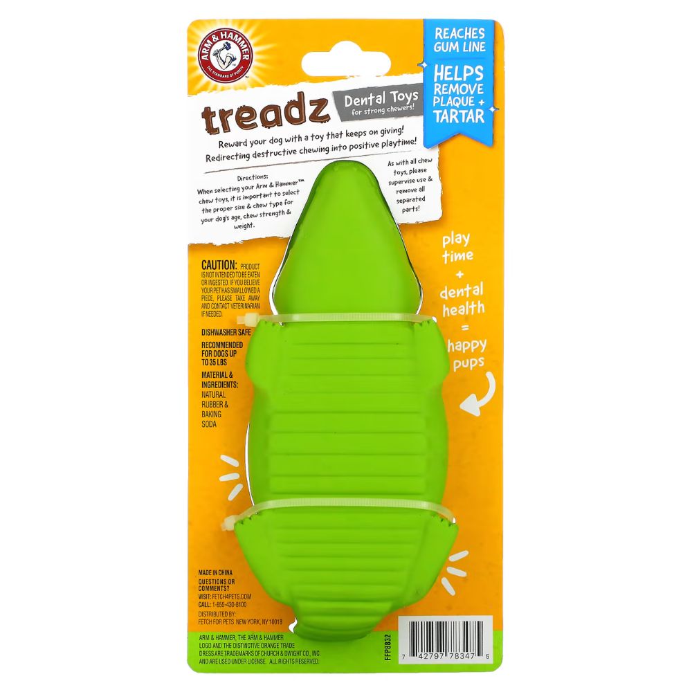 Brinquedo Mordedor Super Treadz Jacaré Grande para Cachorros Dental Toy Arm & Hammer