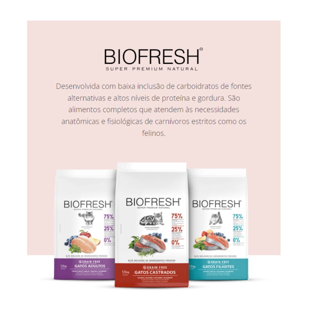 Ração para Gatos Adultos Grain Free Frango 7,5kg  Biofresh