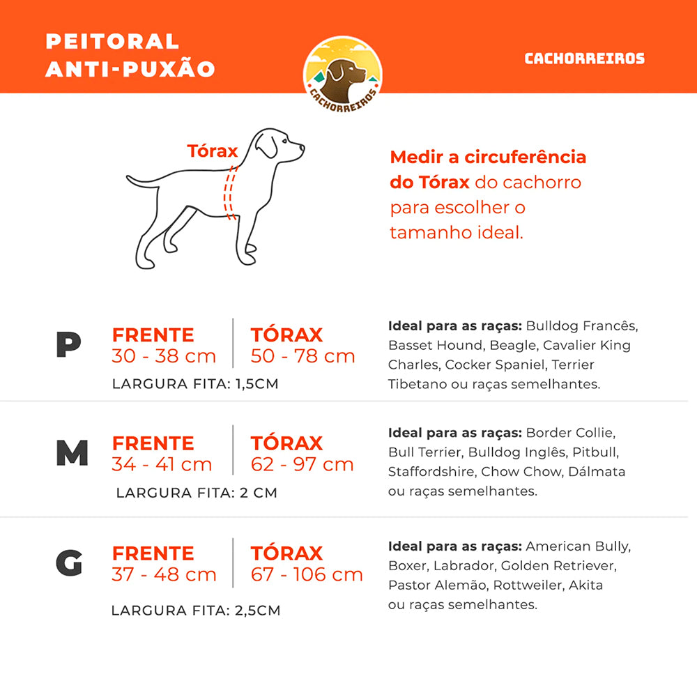 Peitoral para Cachorro Anti Puxão com Fivela Curva em Nylon Doge