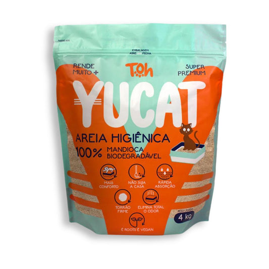 Areia Higiênica para Gatos Yucat Mandioca Biodegradável 4kg